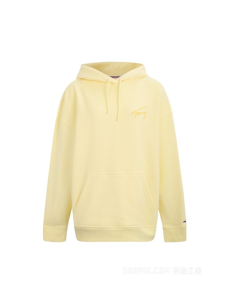 Tommy 22新款春季女装简约签字体刺绣连帽宽松加绒卫衣DW0DW11815