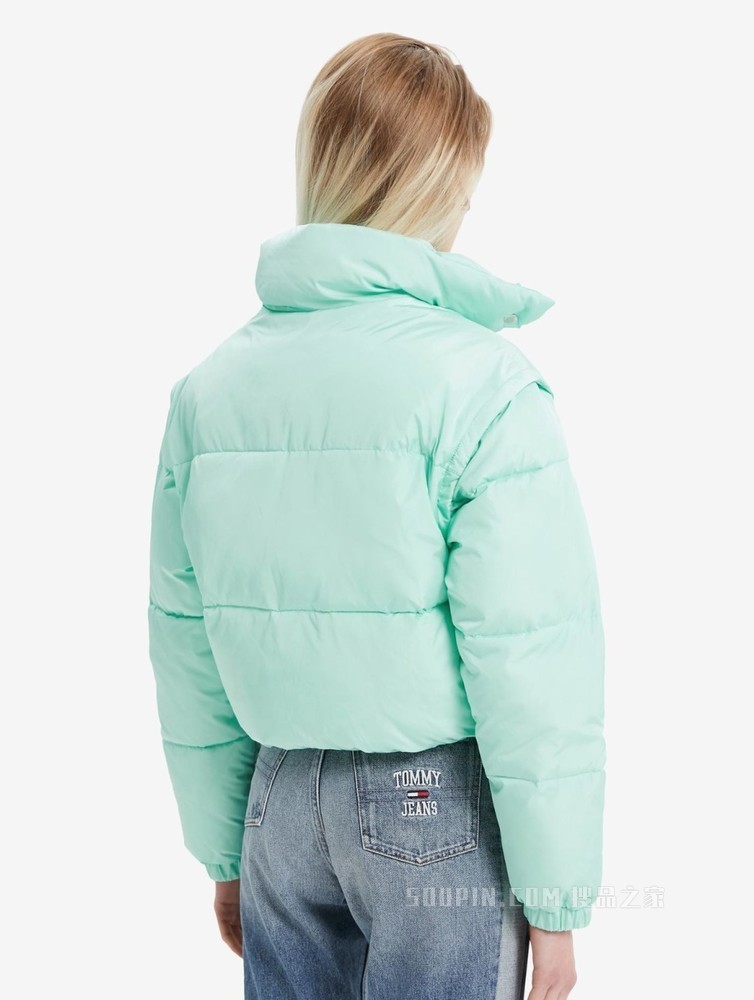 Tommy 22新款春季女装立领短款可拆卸袖铺棉背心夹克外套11840