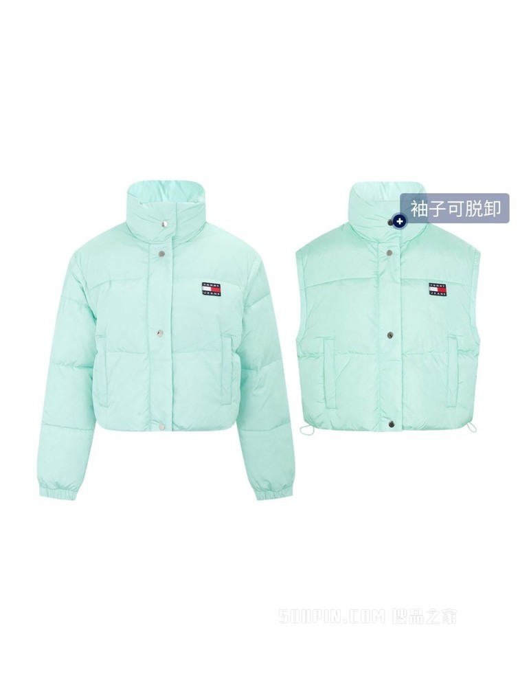 Tommy 22新款春季女装立领短款可拆卸袖铺棉背心夹克外套11840