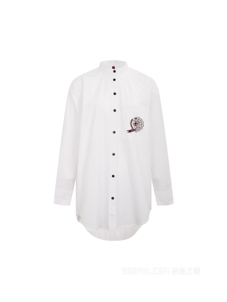 Tommy 22新款春夏女装休闲男友版纯棉徽章刺绣宽松衬衫WW0WW33070