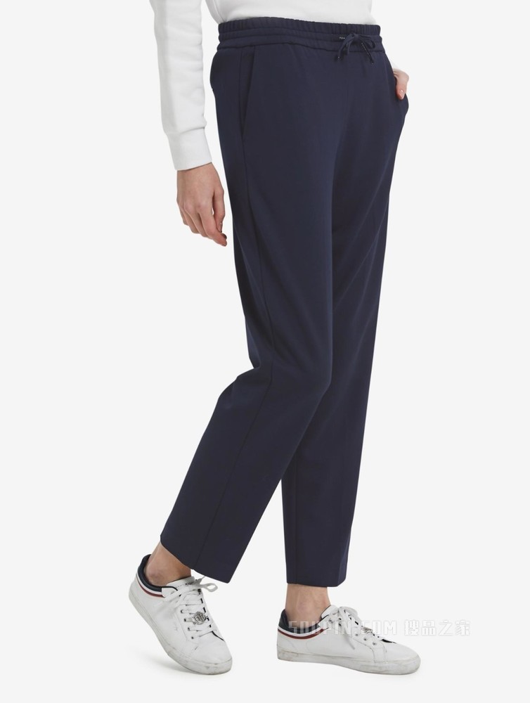 Tommy 22新款春季女装百搭金属LOGO标抽绳腰宽松休闲卫裤33013
