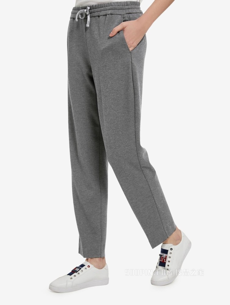 Tommy 22新款春季女装百搭金属LOGO标抽绳腰宽松休闲卫裤33013