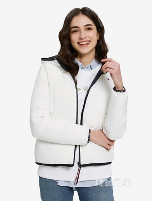 Tommy 22新款春季女装两面穿小绣标连帽铺棉夹克外套WW0WW33108