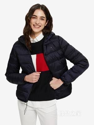 Tommy 22新款春季女装两面穿小绣标连帽铺棉夹克外套WW0WW33108