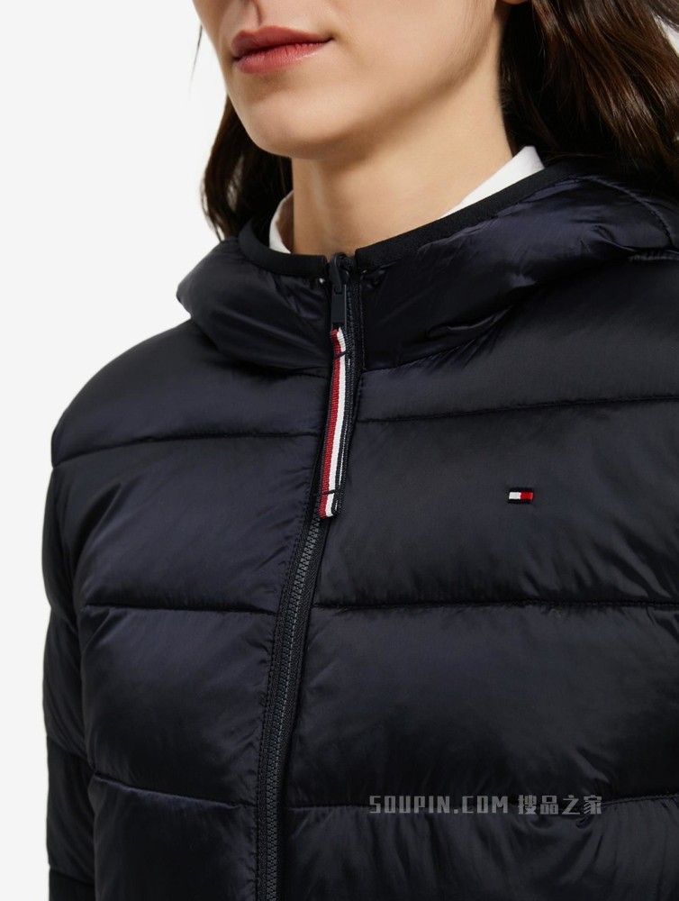 Tommy 22新款春季女装两面穿小绣标连帽铺棉夹克外套WW0WW33108