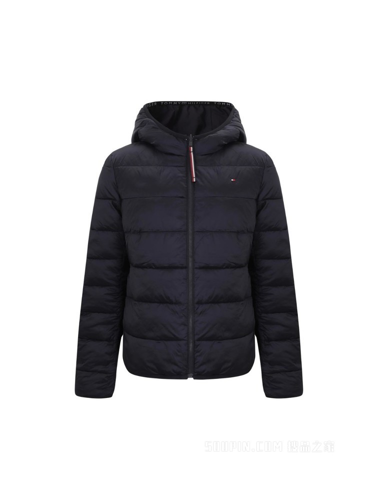 Tommy 22新款春季女装两面穿小绣标连帽铺棉夹克外套WW0WW33108