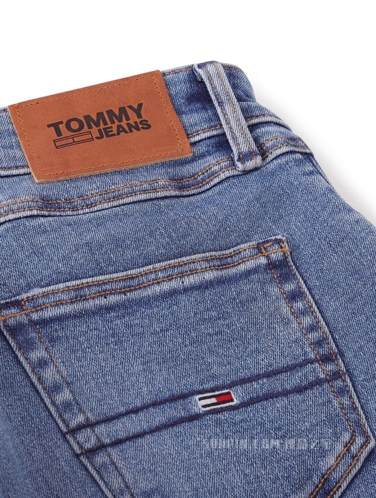 Tommy 22新款春夏女装时尚猫须微弹小绣标修身牛仔裤DW0DW12091