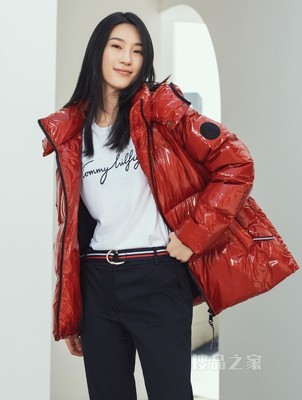 Tommy 女装春秋经典修身微弹九分裤休闲裤附撞色腰带WW0WW27848
