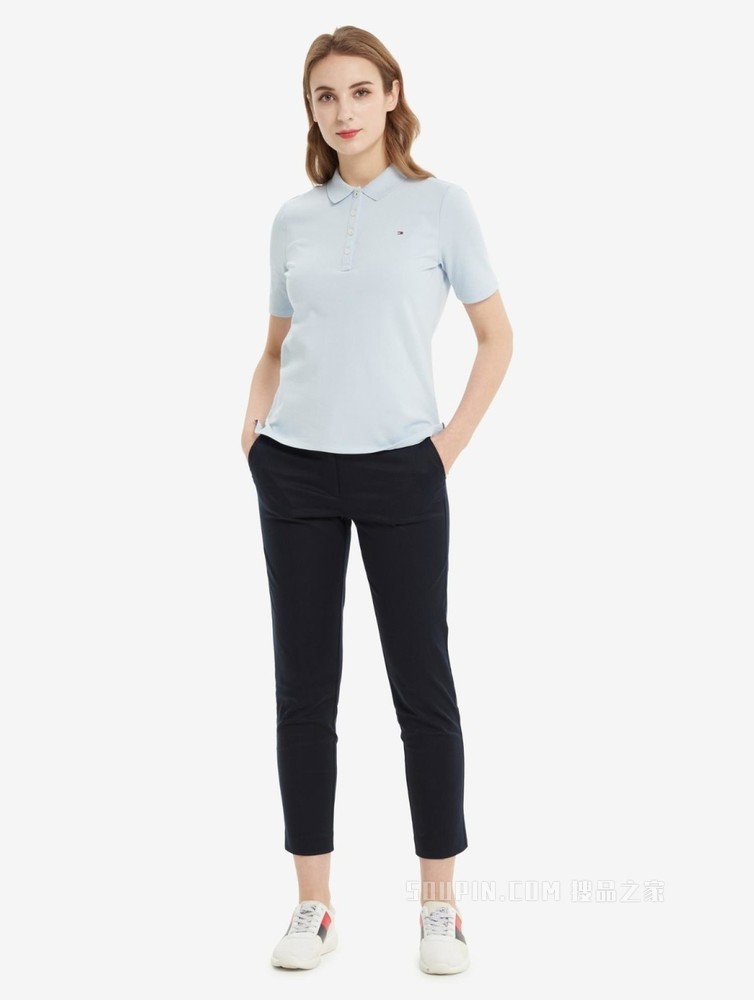 Tommy 女装春秋经典修身微弹九分裤休闲裤附撞色腰带WW0WW27848