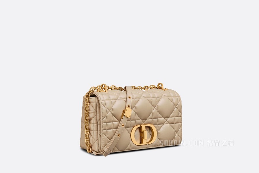 中号 Dior Caro 手袋 自然色牛皮革超大藤格纹
