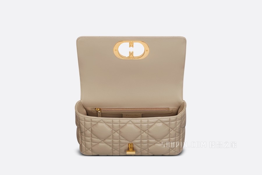 中号 Dior Caro 手袋 自然色牛皮革超大藤格纹