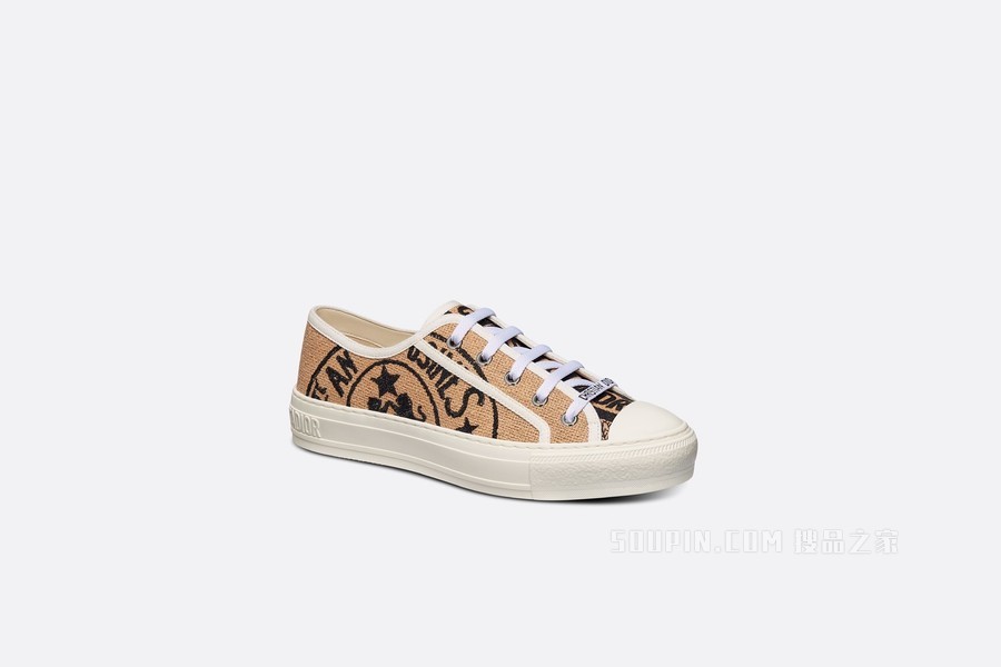 Walk'n'Dior 运动鞋 米色黄麻帆布刺绣 Dior Union 图案