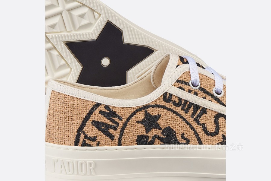 Walk'n'Dior 运动鞋 米色黄麻帆布刺绣 Dior Union 图案