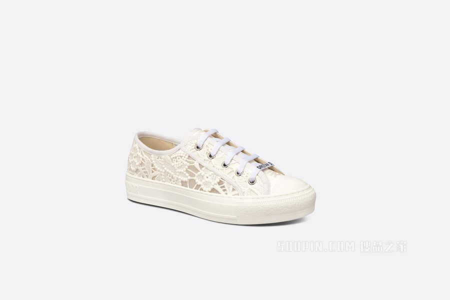 Walk'n'Dior 运动鞋 白色棉质刺绣 Macramé 图案