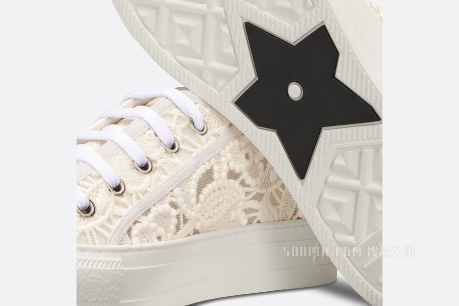 Walk'n'Dior 运动鞋 白色棉质刺绣 Macramé 图案