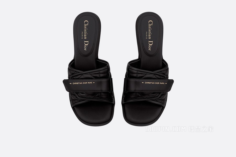 Dio(r)evolution 带跟凉拖 黑色绗缝牛皮革藤格纹