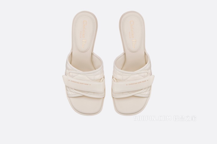 Dio(r)evolution 带跟凉拖 白色绗缝牛皮革藤格纹