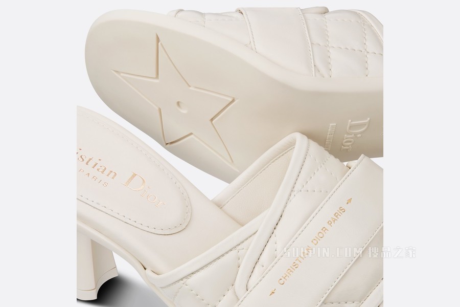 Dio(r)evolution 带跟凉拖 白色绗缝牛皮革藤格纹