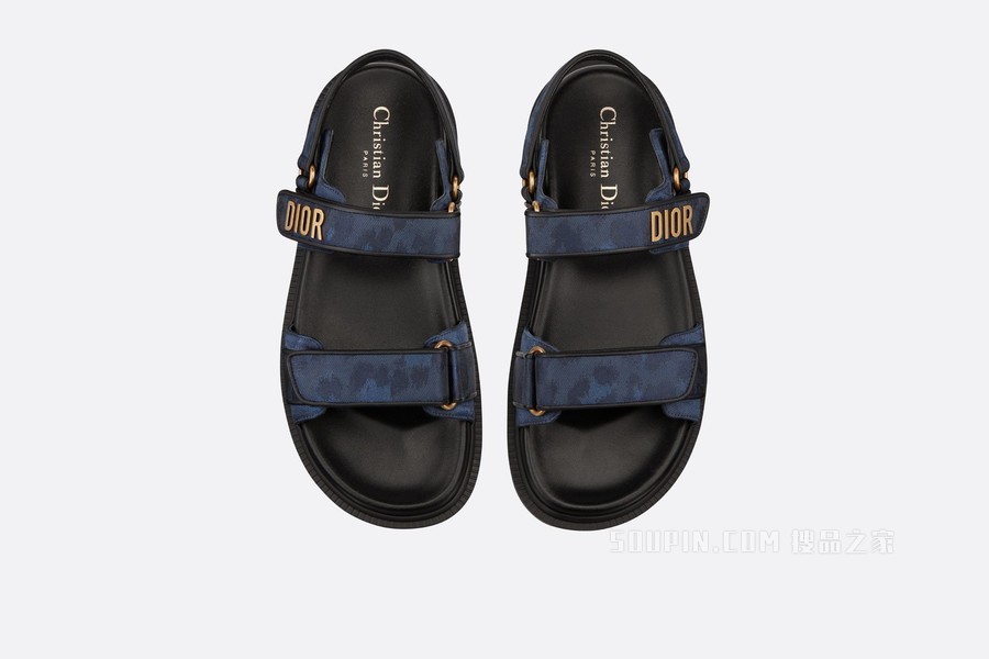 DiorAct 凉鞋 蓝色和黑色科技面料 Mizza 图案