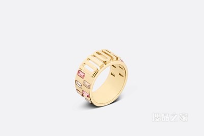 Dio(r)evolution 戒指 金色饰面金属和多色仿水晶装饰