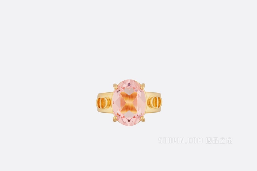 Petit CD 戒指 金色饰面金属和淡粉色仿水晶