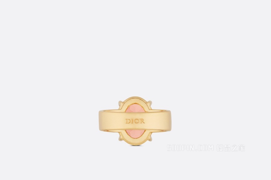 Petit CD 戒指 金色饰面金属和淡粉色仿水晶