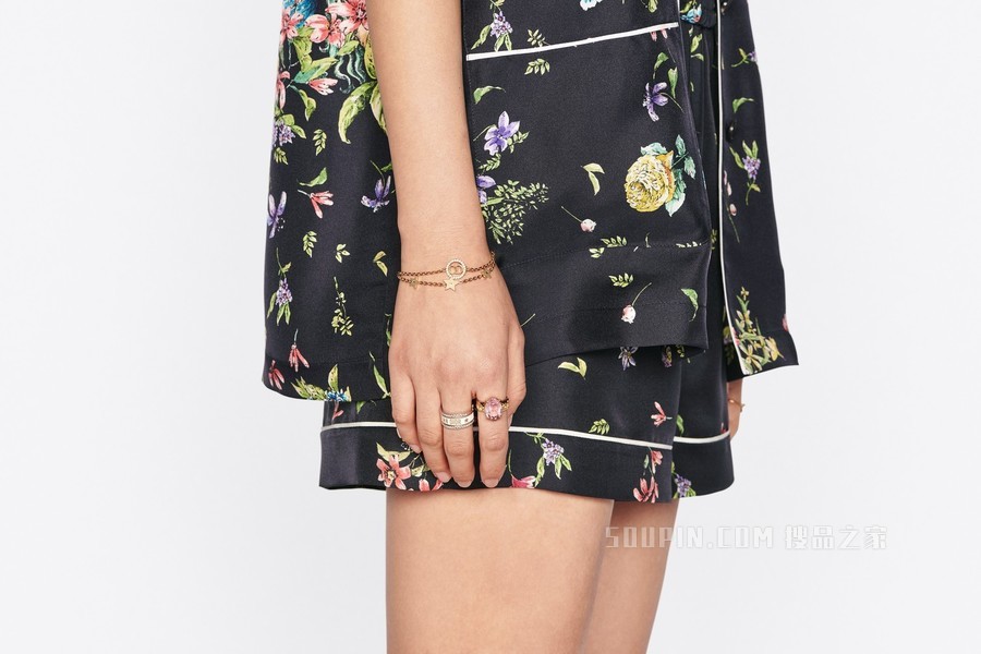 Petit CD 戒指 金色饰面金属和淡粉色仿水晶