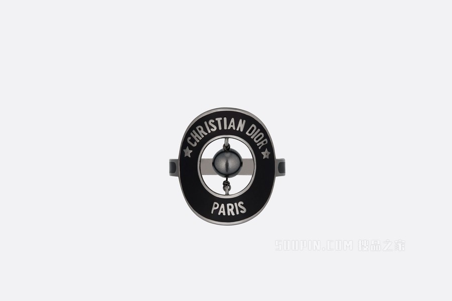 Dior Symbol 戒指 金属覆层金属、灰色树脂珠饰和黑色涂漆装饰