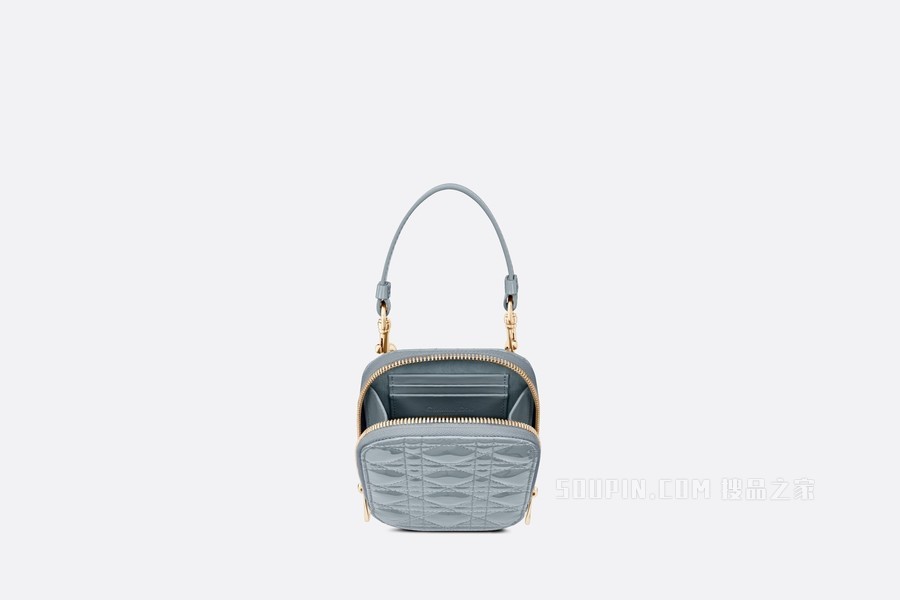Lady Dior 手机袋 云雾蓝漆皮牛皮革藤格纹