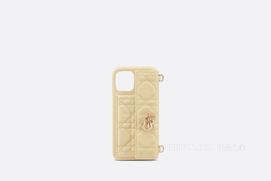 DIOR/迪奥】横版Lady Dior iPhone 12 Pro Max 手机袋浅黄色羊