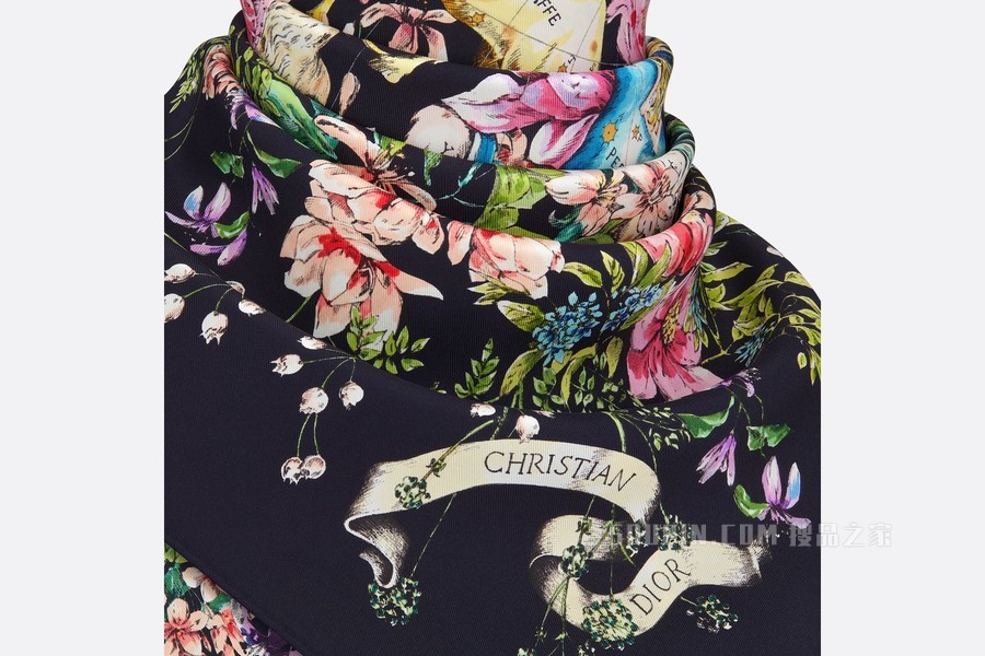Dior 印花方巾 多色桑蚕丝斜纹面料 D-Constellation 印花