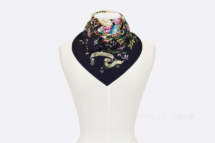 Dior 印花方巾 多色桑蚕丝斜纹面料 D-Constellation 印花