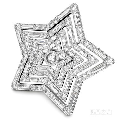 Stella 戒指, 星星, 大码, 白色, 镀铑