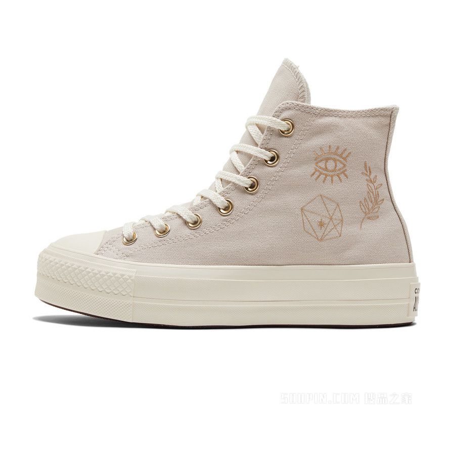 【女子】All Star Lift时尚厚底帆布鞋 女款 棕色的
