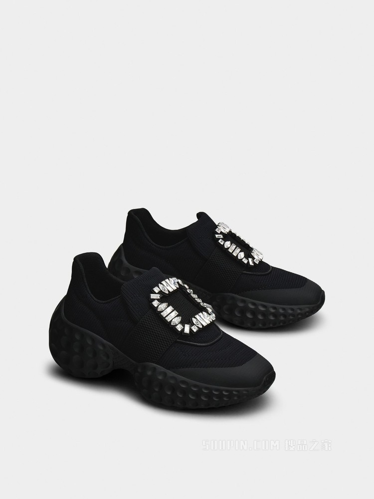 Viv' Run Moonlight 钻扣织物运动鞋 黑色