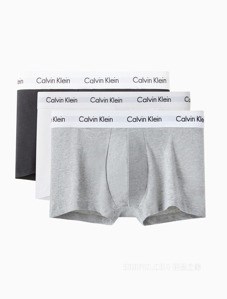 【预估到手价362】Calvin Klein 男士LOGO腰边多色三条装舒适贴身平角内裤 U2664