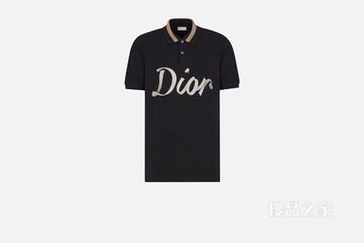宽松版型 Polo 衫 黑色棉质珠地布