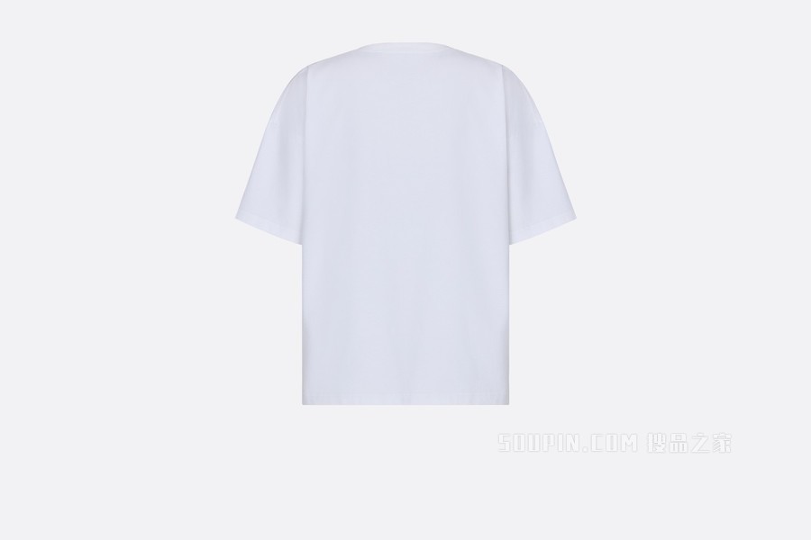 DIOR AND JACK KEROUAC 超大版型 T 恤 白色棉质平纹针织面料