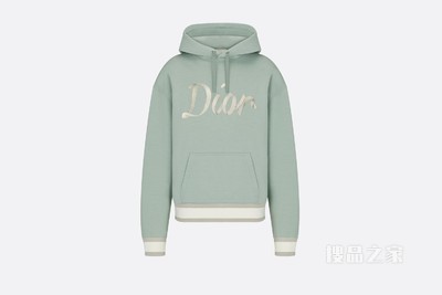 超大版型连帽运动衫 浅绿色棉质起绒面料