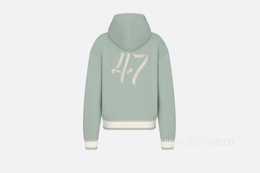 超大版型连帽运动衫 浅绿色棉质起绒面料