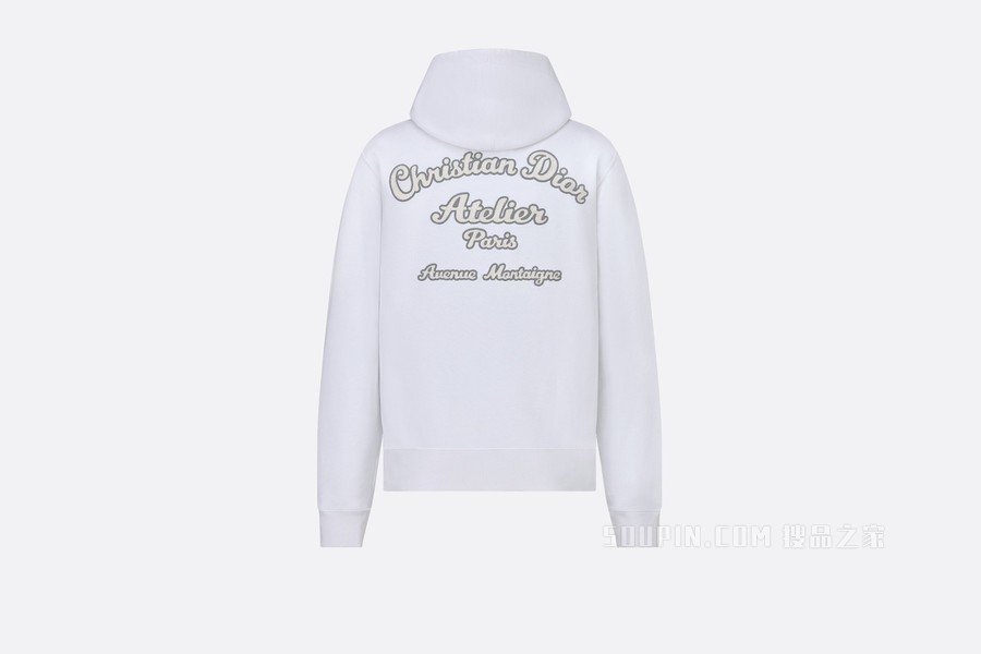 连帽运动衫 白色棉质起绒面料“Christian Dior Atelier”标志