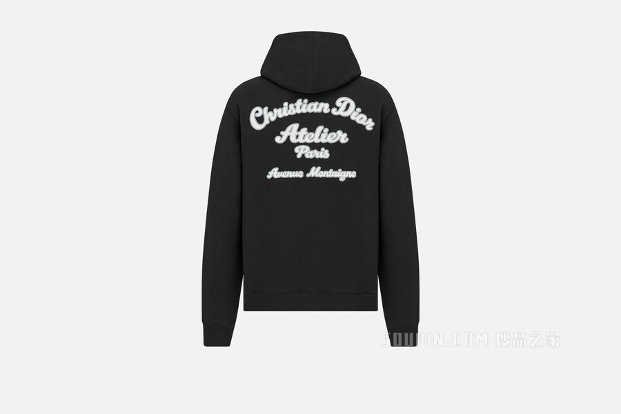 连帽运动衫 黑色棉质起绒面料“Christian Dior Atelier”标志