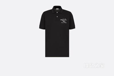 Polo 衫 黑色棉质珠地布“Christian Dior Atelier”标志