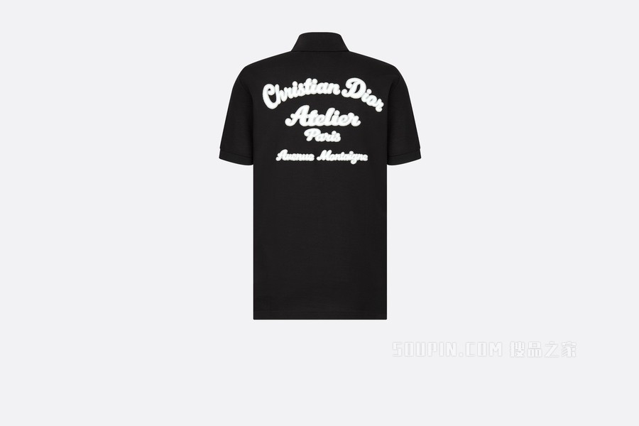 Polo 衫 黑色棉质珠地布“Christian Dior Atelier”标志