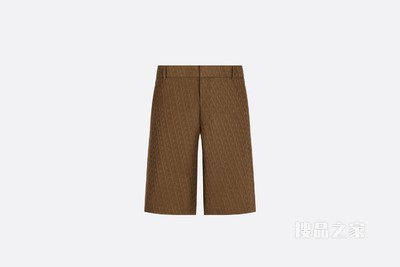 短裤 棕色桑蚕丝和棉质混纺面料 Oblique 印花