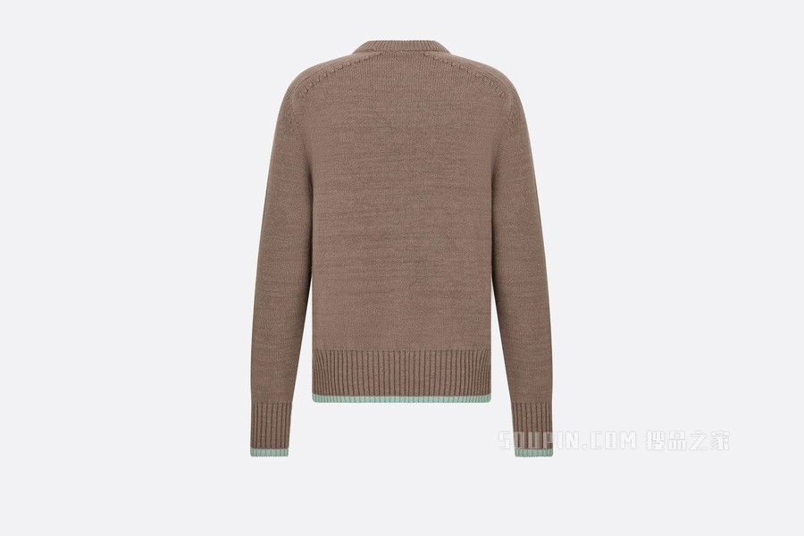 针织衫 棕色羊毛平纹针织面料“Christian Dior Atelier”标志