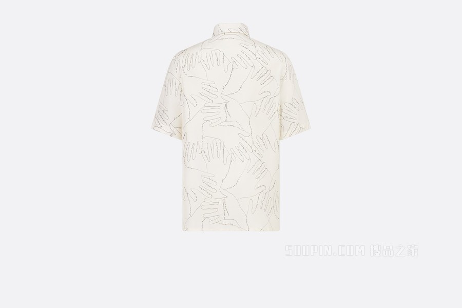 DIOR AND JACK KEROUAC 短袖衬衫 白色桑蚕丝斜纹面料