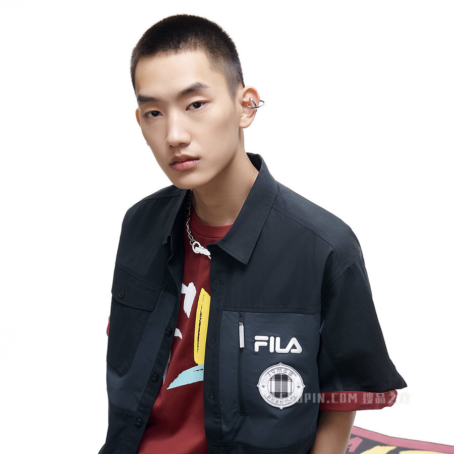 男子潮流时尚短袖衬衫