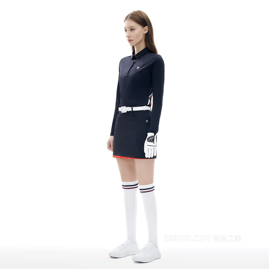 女子高尔夫针织长袖POLO衫