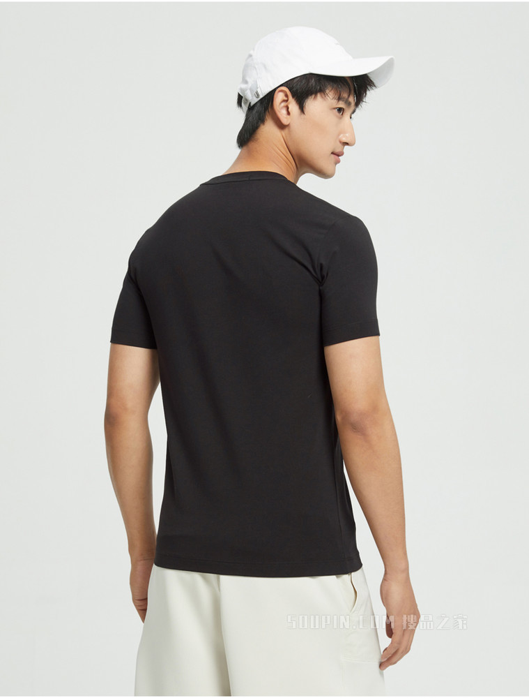 Calvin Klein 男士圆领简约叠印LOGO短袖T恤J320568